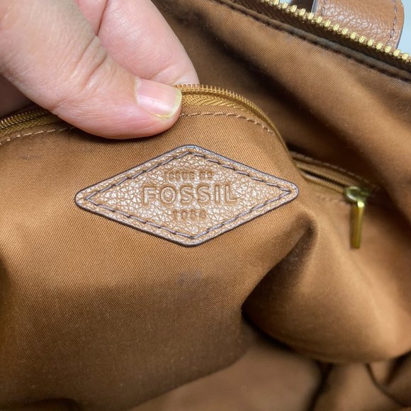 Fossil Brown Pebbled Cowhide Leather Mimi Side Pockets Large Shopper Tote Bag - Picture 11 of 14